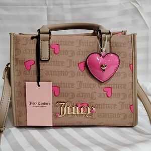 Juicy Couture Tan and Pink Heart Women's Bag